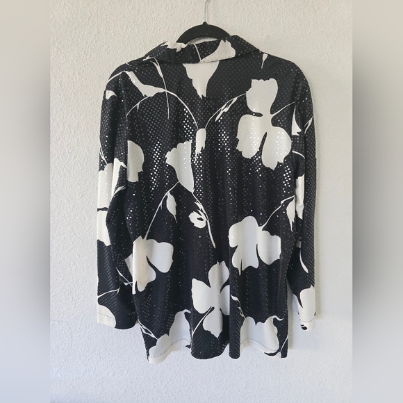 Drapers And Damon's Shimmery Button Up Shirt Women Sz L Floral Glitter Excellen - Picture 10 of 12